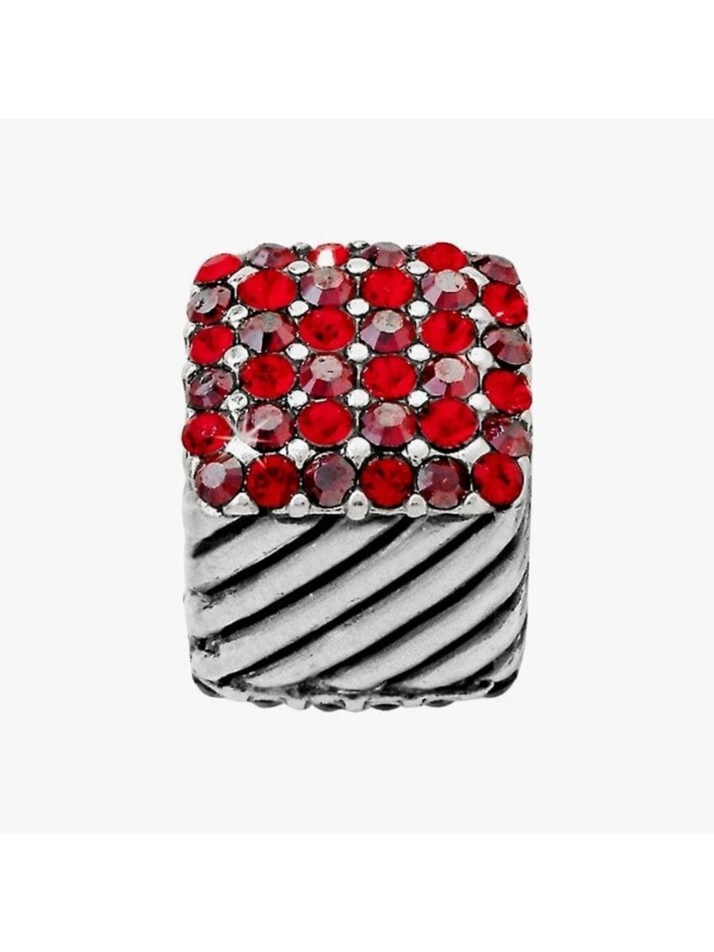 Brighton Lot of 2 Cubix Cube beads  red crystals silver NWOT $24 each/$48